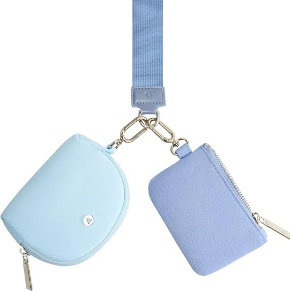 Double Mini Pouch Wristlet Zip Wallets Blues